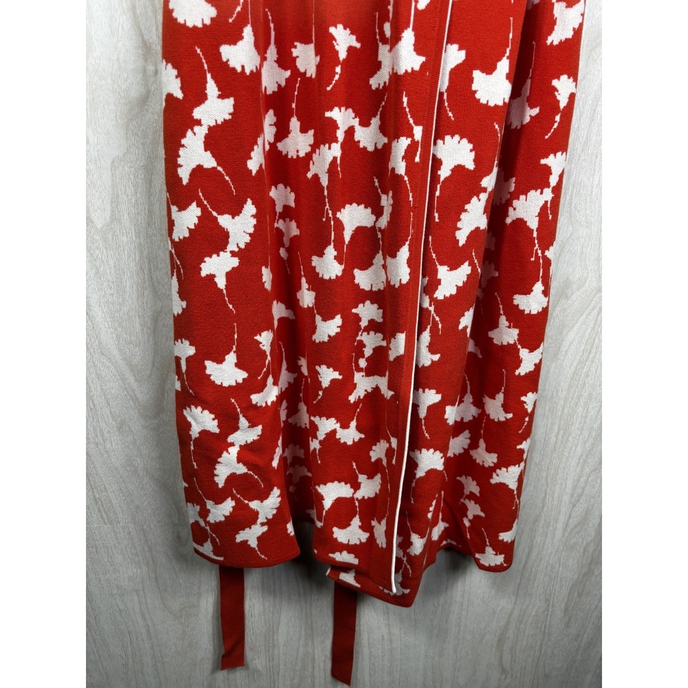 DVF for Target Ginkgo Wrap Dress‎ Women's M Red-Orange White Midi Knit NWT Chic - Picture 6 of 7